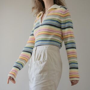 Tommy Hilfiger Y2K Pastel Striped V-Neck Sweater